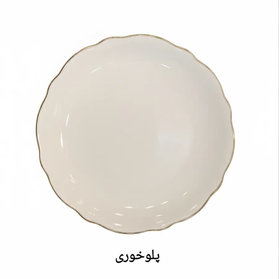 سرویس چینی الیزابت طرح لب طلا (گلدن لاین) 6 نفره 31 پارچه چینی توس قالب ملبورن — تصویر ۴