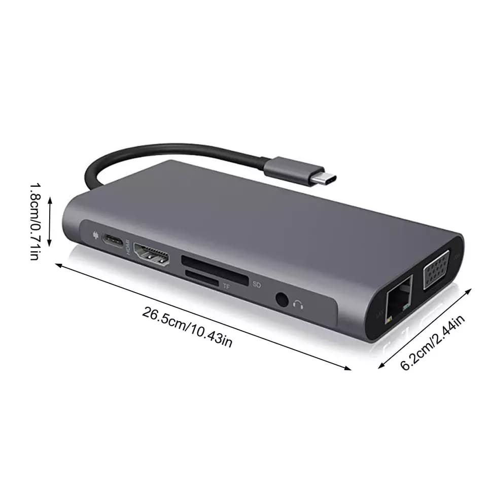 هاب آداپتور تایپ سی 10 پورت USB Type C به HDMI — تصویر ۳