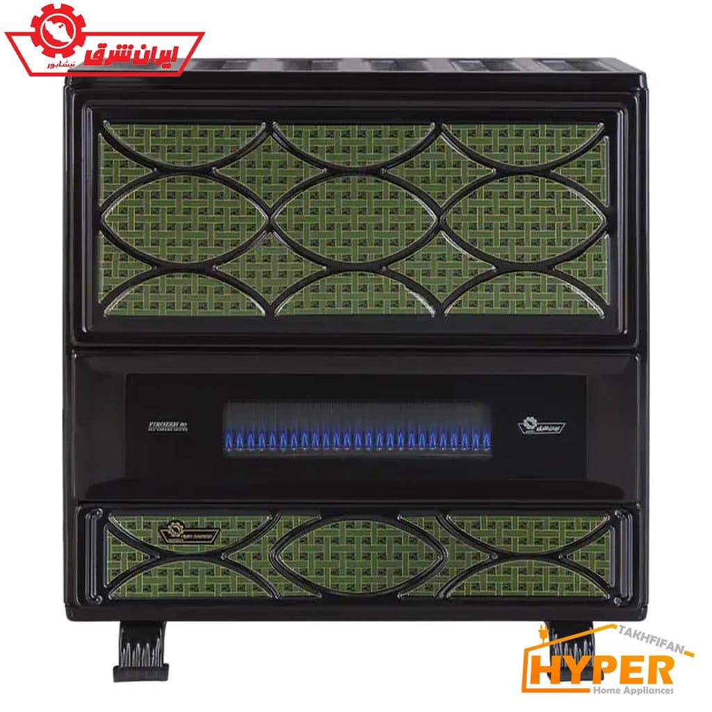 بخاری گازی ایران شرق F80-G فیروزه طرح حصیری سبز