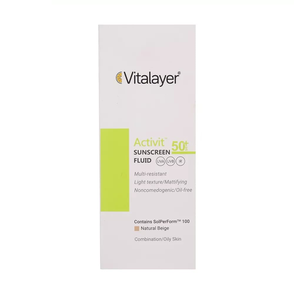 فلوئید ضدآفتاب رنگی ویتالیر SPF50 مدل Activit مناسب پوست‌ چرب حجم 50 میلی‌لیتر — تصویر ۲