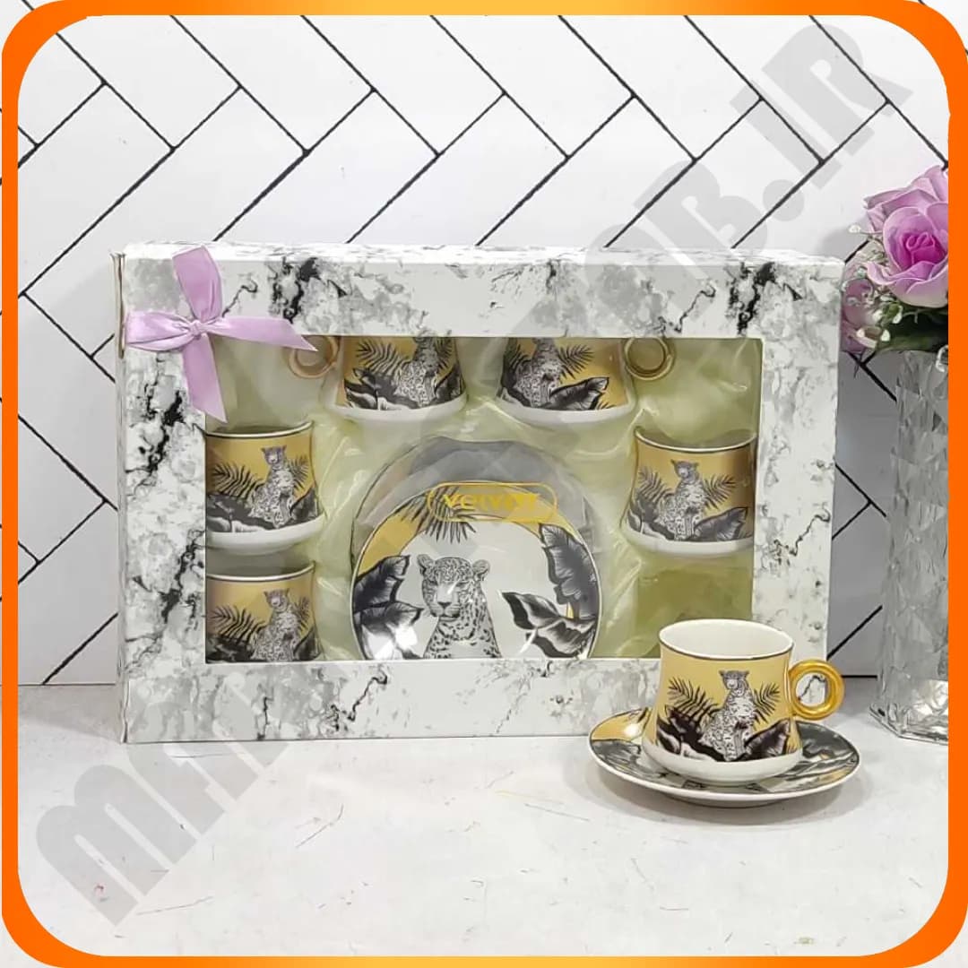 ست فنجان ونعلبکی (چای خوری) 444سرامیک طرح ببری VELVET