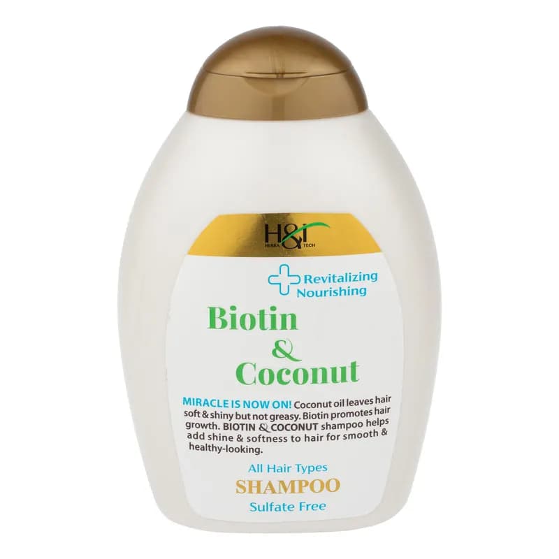 شامپو مو هرباتک مدل Biotin & Coconut مناسب برای انواع مو حجم 385 میلی لیتر