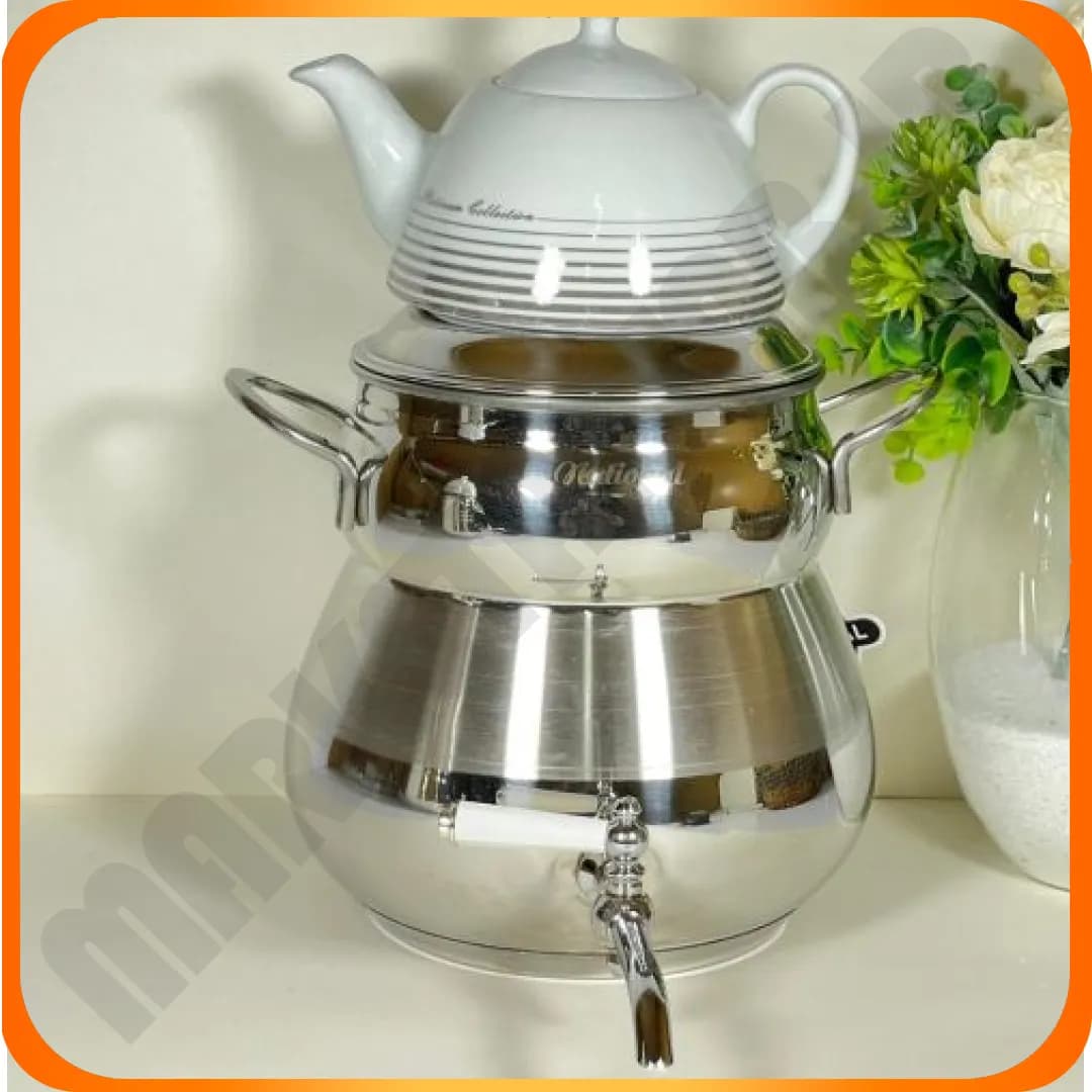 کتری قوری سایه ساده دسته استیل جور ناسیونال