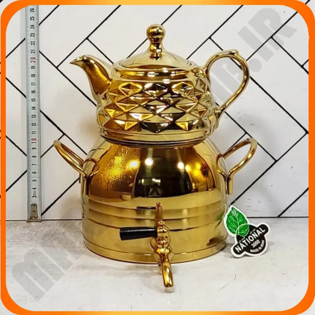کتری قوری 3 لیتر شیردار طلایی ناسیونال — تصویر ۲