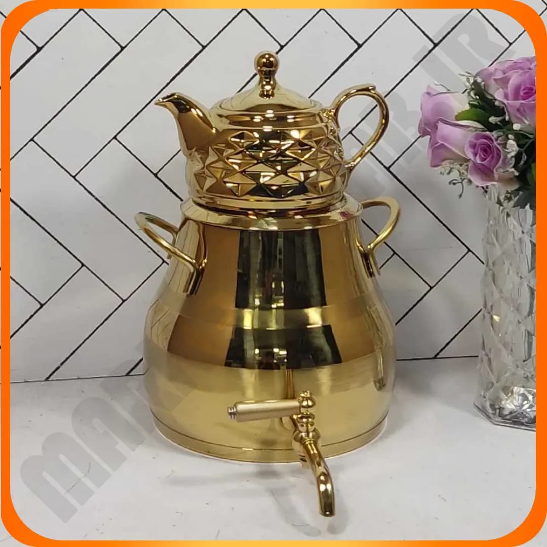کتری و قوری یونیک طلایی دسته استیل ناسیونال