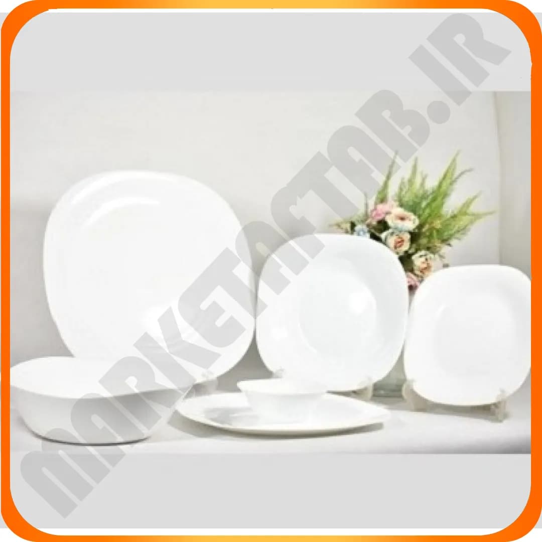 سرویس 26 پارچه 4 گوش سفید ساده آرکوپال MY HOME