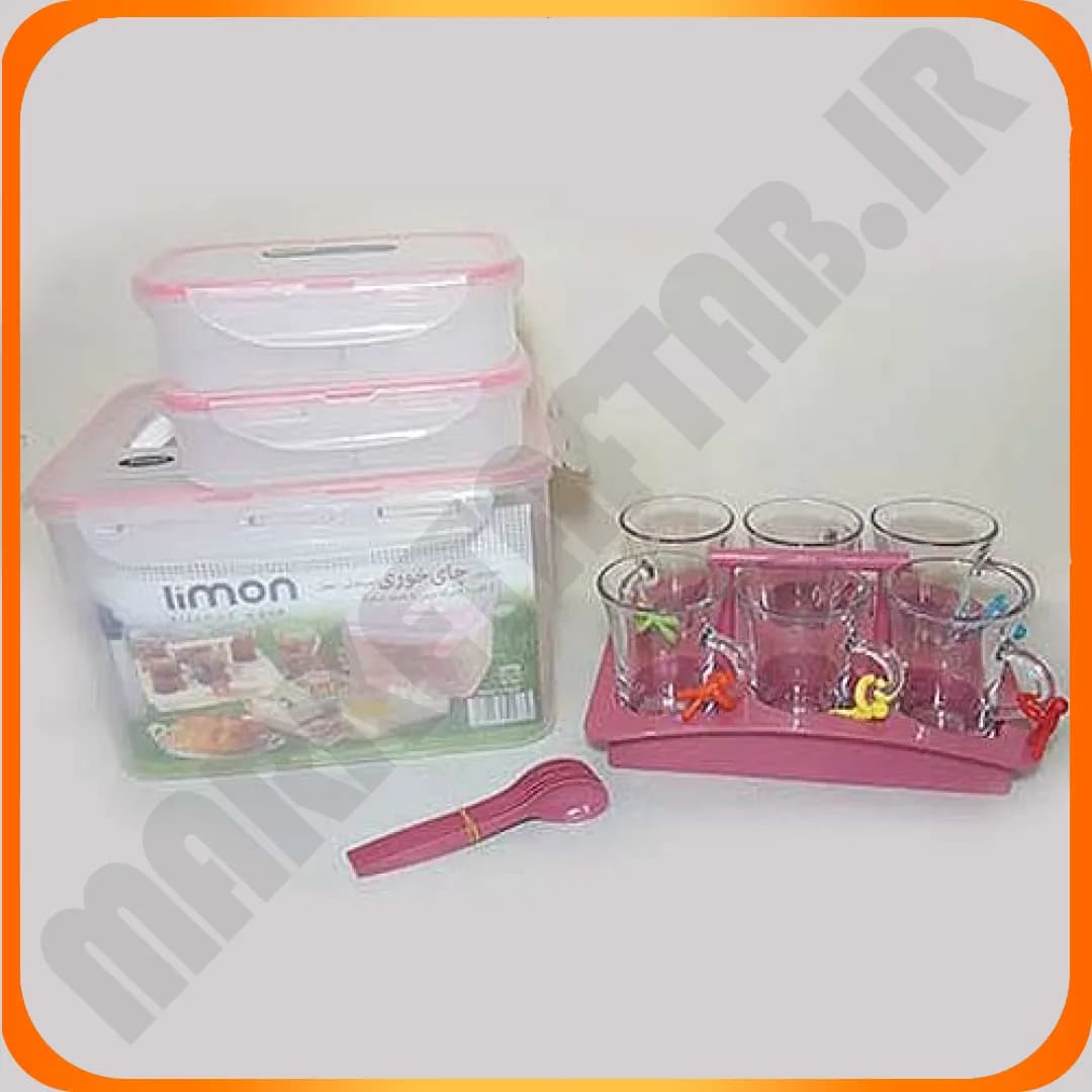 سرویس چای خوری 6 نفره 043053 صورتی پاستیلی لیمون