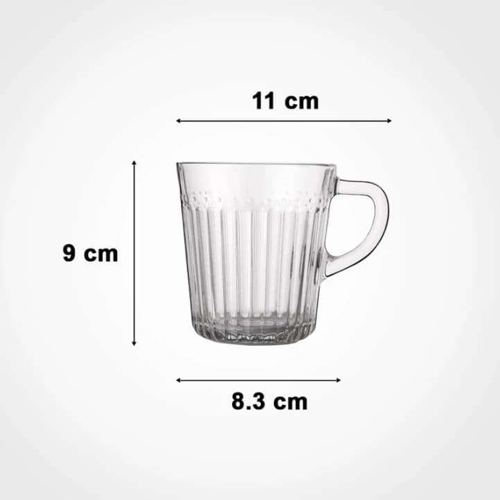 لیوان شیشه ای دسته دار شیاردار 280 سی سی 228100 لیمون — تصویر ۳