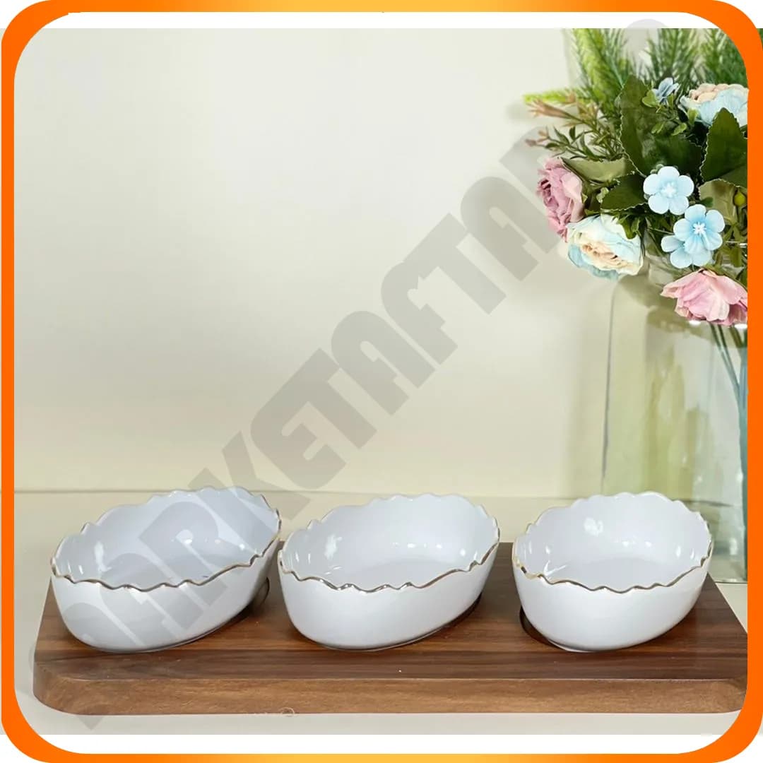 اردوخوری بیضی موج 3 خانه 331 یک خط طلا سرامیک لمون