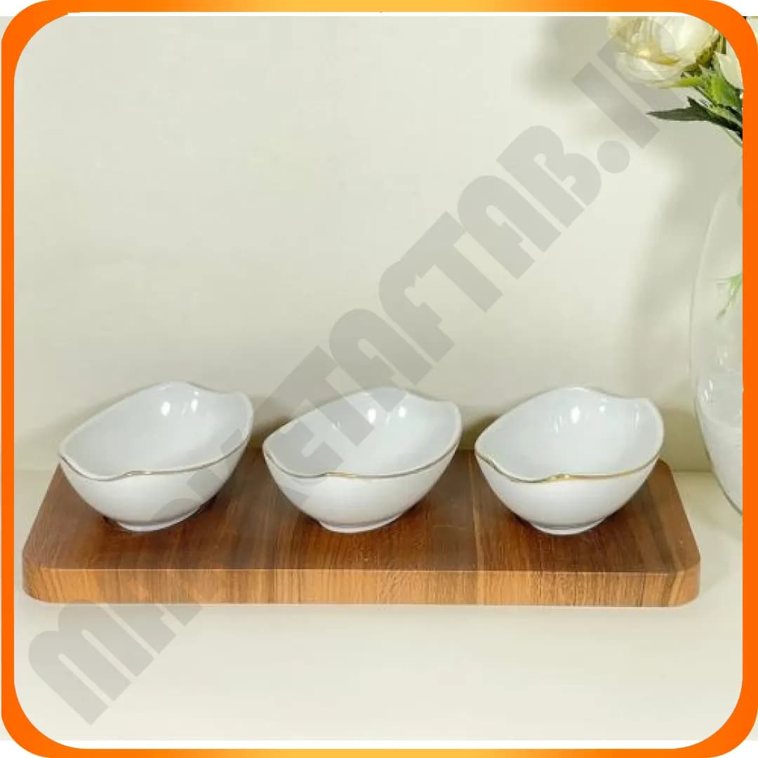 اردوخوری آلاله 3 خانه یک خط طلا سرامیک 435 لمون