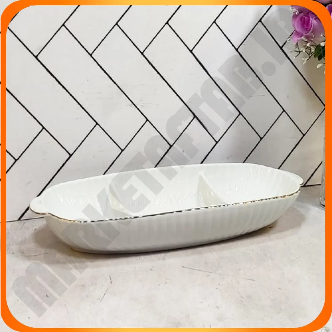 اردوخوری بیضی لارن 3 خانه خط طلا لمون