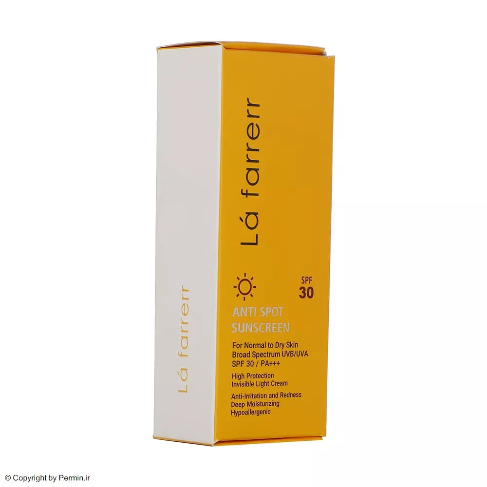 کرم ضد آفتاب و ضد لک بی‌رنگ لافارر SPF30 مناسب پوست نرمال و خشک حجم 40 میلی‌لیتر — تصویر ۶