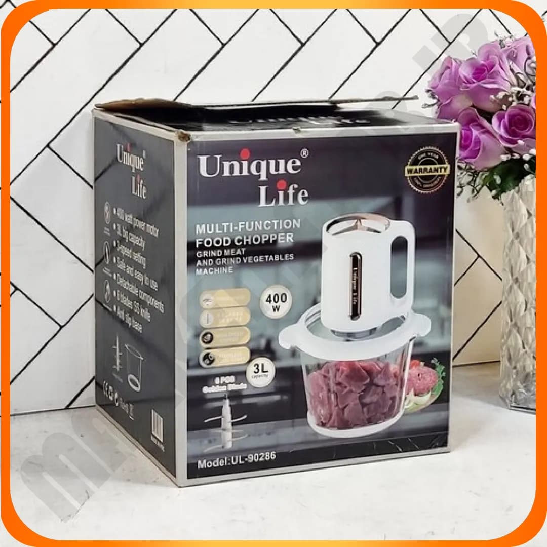 خردکن 3 لیتری 400 وات بدنه پیرکس سفید UL-90286 یونیک لایف