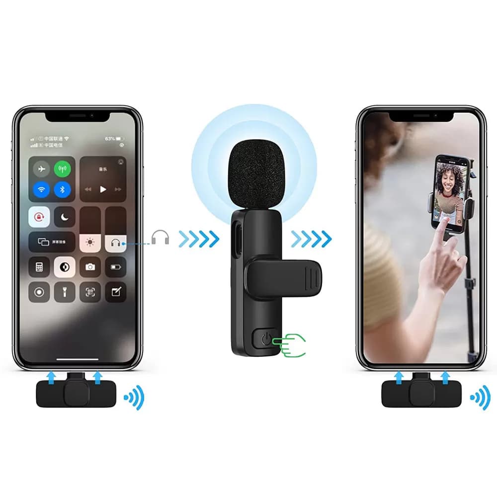 میکروفن بی سیم یقه ای دو کاربر K9 Type-C Wireless Microphone — تصویر ۶