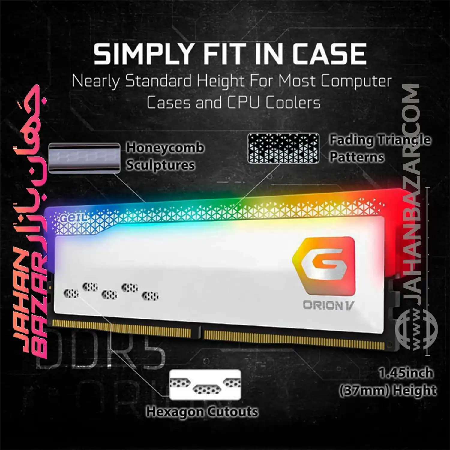 رم دسکتاپ جیل دو کاناله CL36 مدل DDR5 6000 MHz GEIL ORION V WHITE ظرفیت 32GB — تصویر ۶