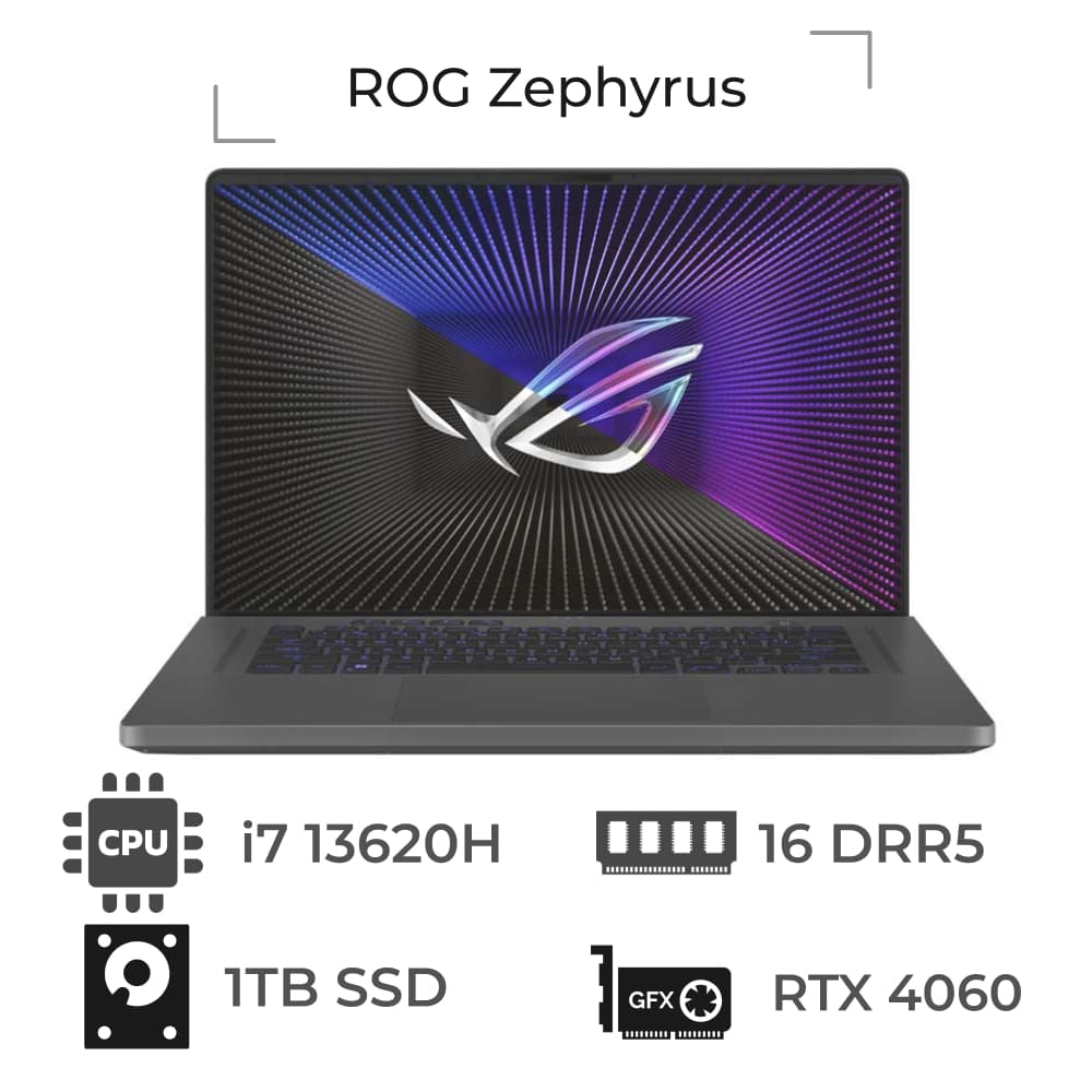 لپ تاپ ایسوس 16 اینچ مدل ROG Zephyrus GU603VV-BA Core i7 13620H 16GB DDR4 1TB 8GB RTX 4060
