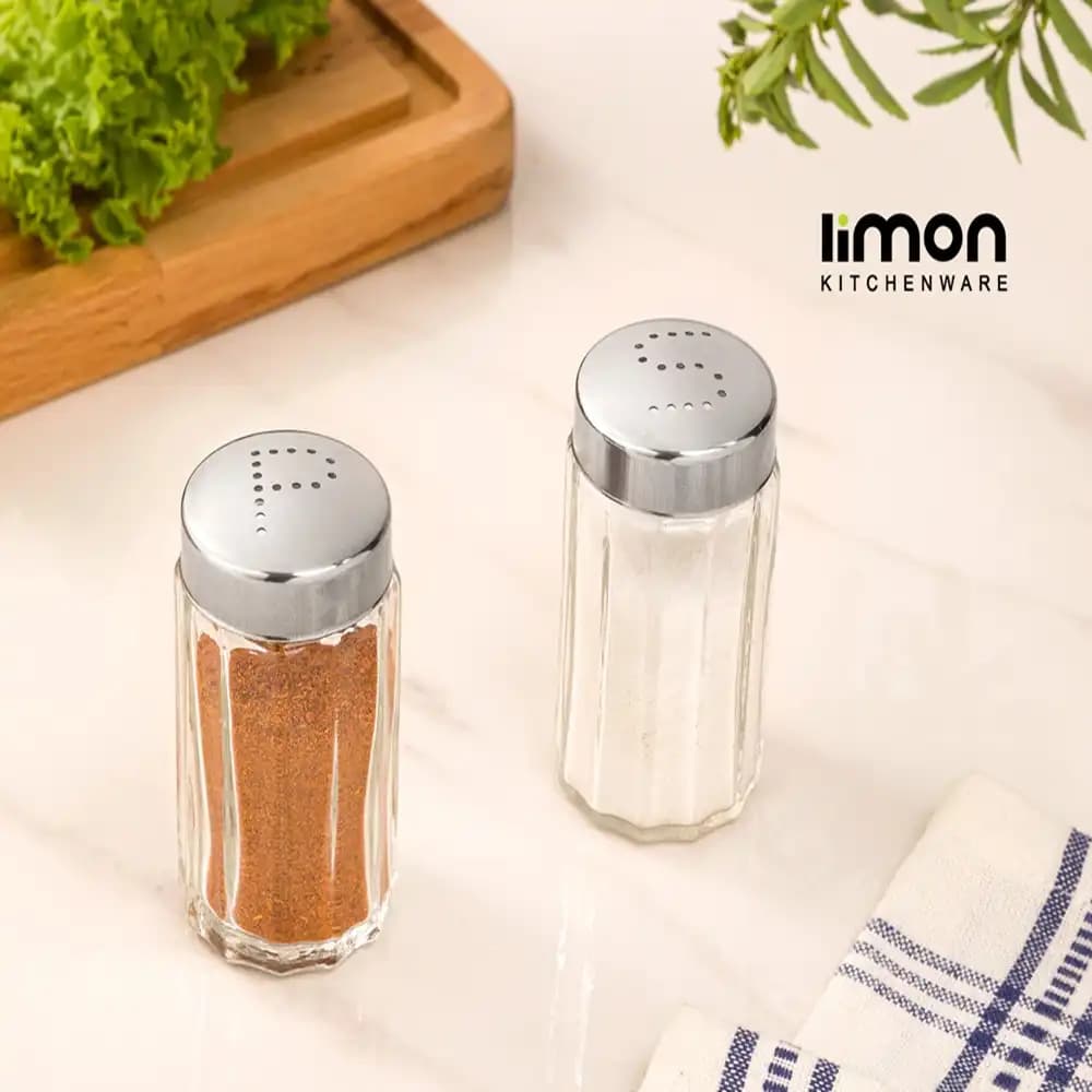 نمکپاش شیشه ای شیاردار لیمون کد 240900 — تصویر ۲