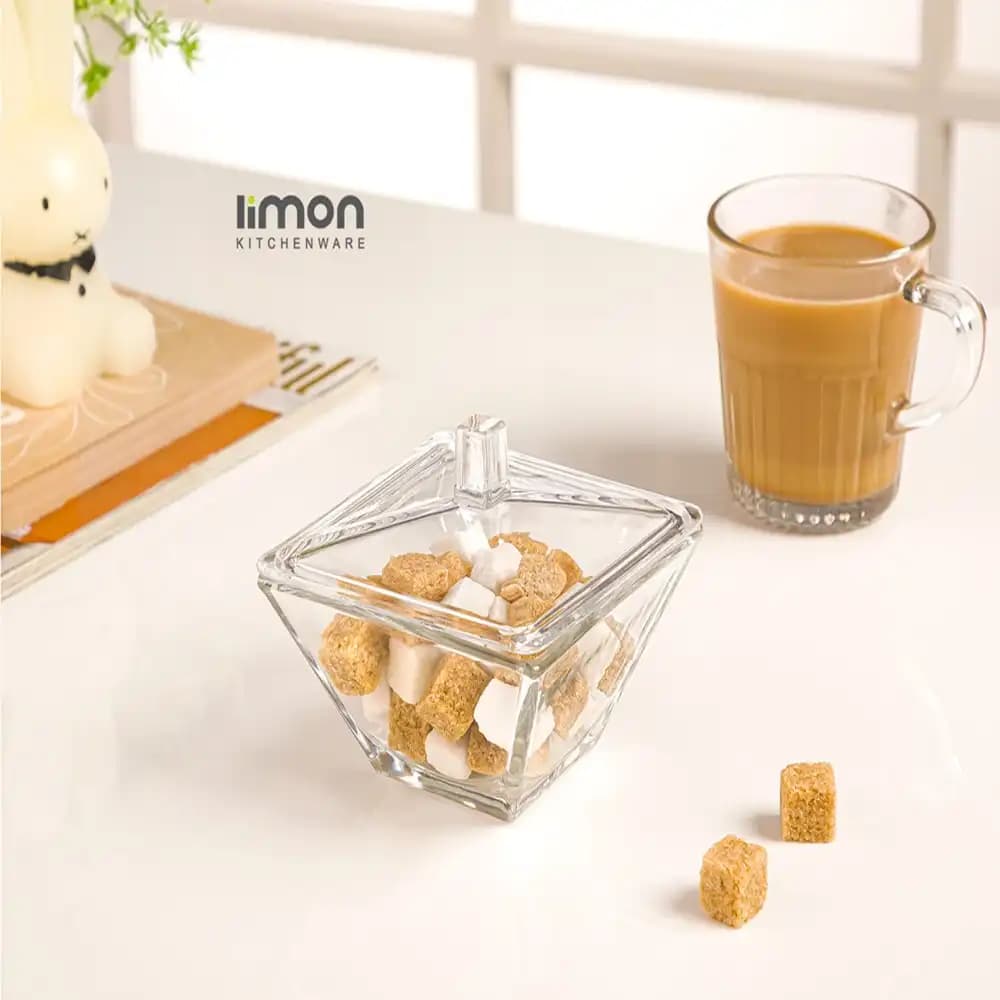 قندان مربع شیشه ای لیمون کد 233500 — تصویر ۲