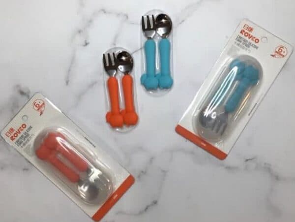 قاشق و چنگال فلزی رنگ ابی برند rovco کد1-22600401