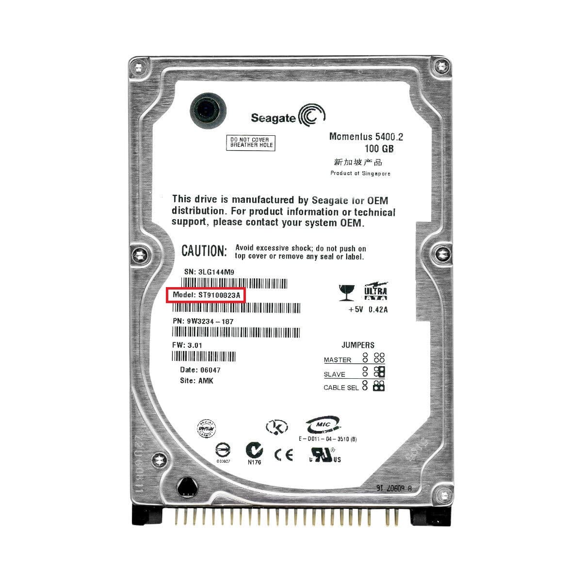 هارد لپ تاپ IDE 100GB مدل Seagate Momentus 5400.2