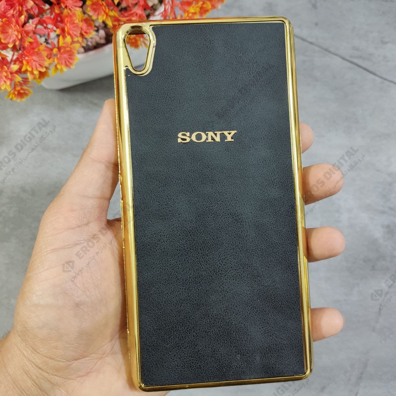 گارد گوشی Sony Xperia XA Ultra دور طلایی پشت چرم
