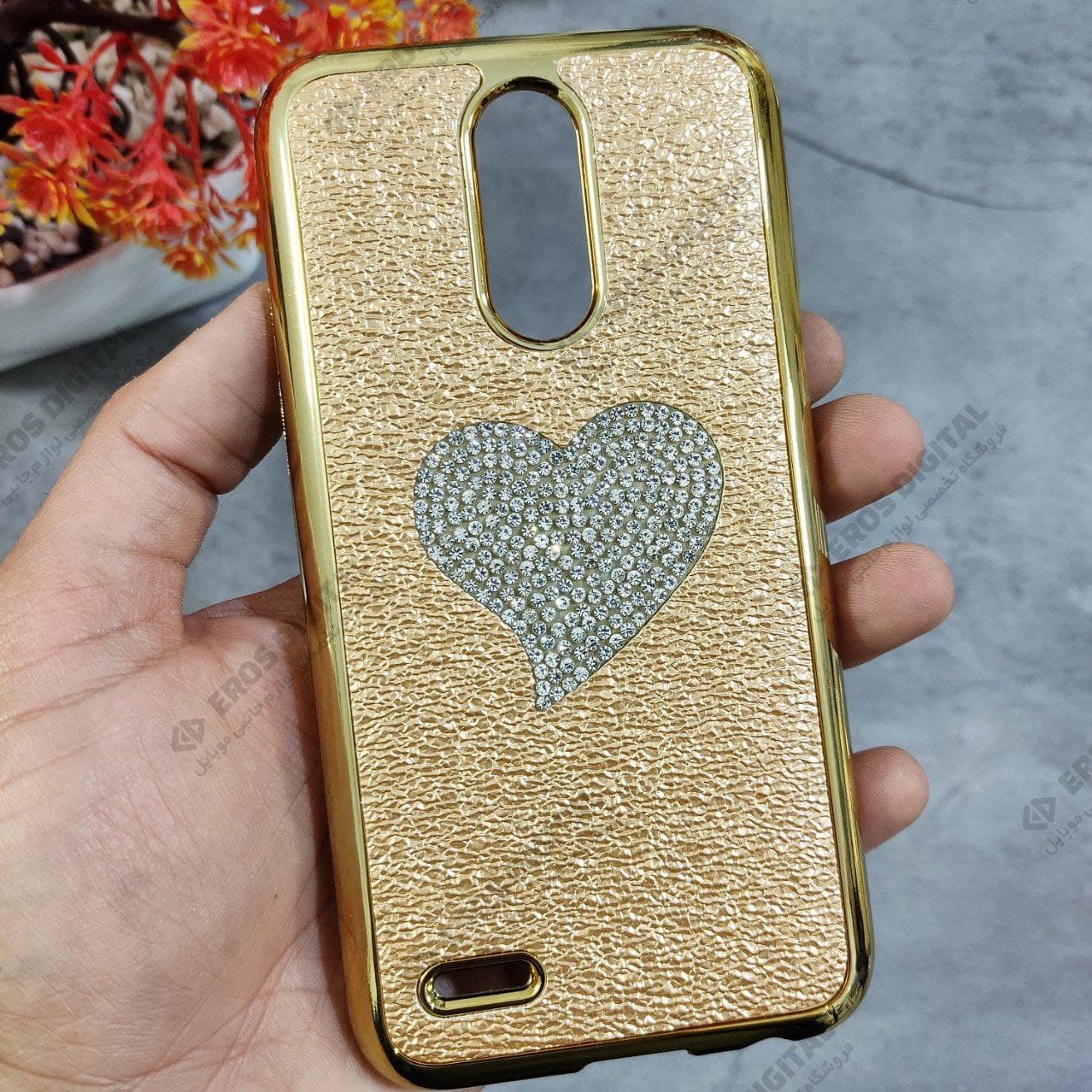 قاب گوشی LG K10 2017 پشت چرم نگین دار — تصویر ۳