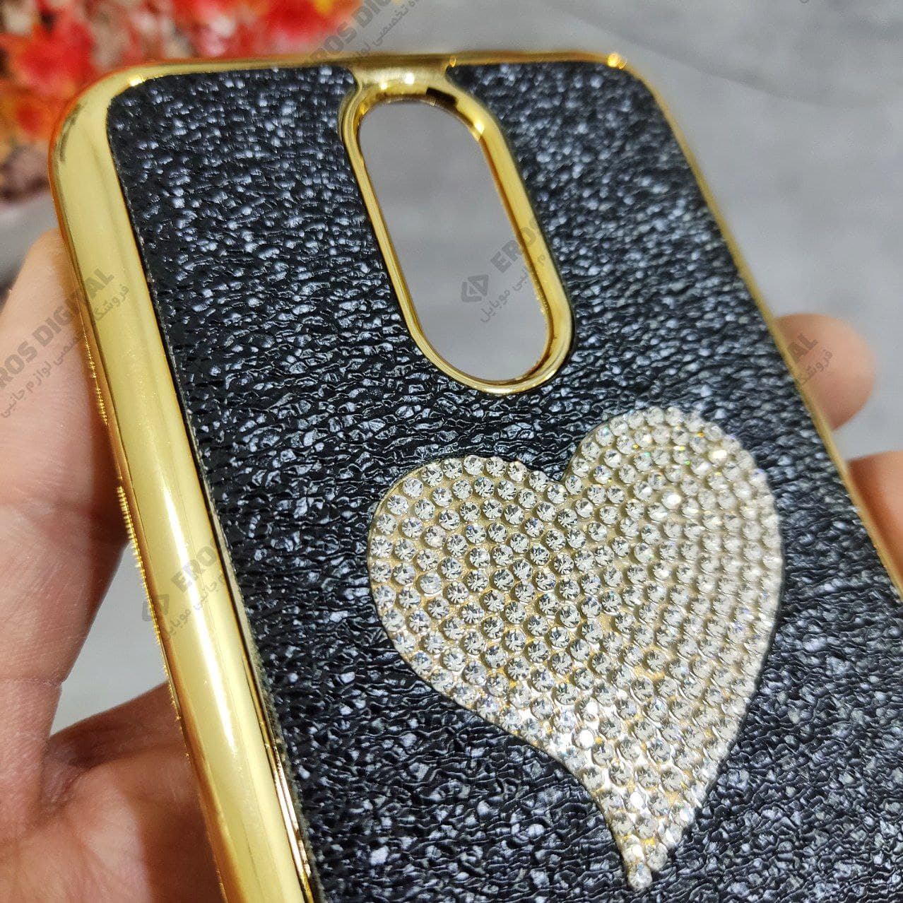 قاب گوشی LG K10 2017 پشت چرم نگین دار — تصویر ۲
