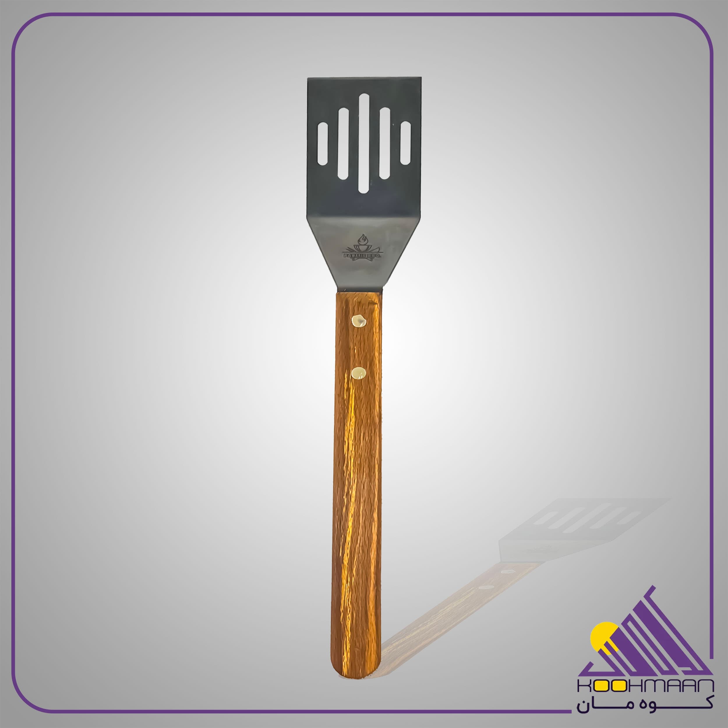 کفگیر استیل با دسته چوبی پارمیس کد 107 — تصویر ۲