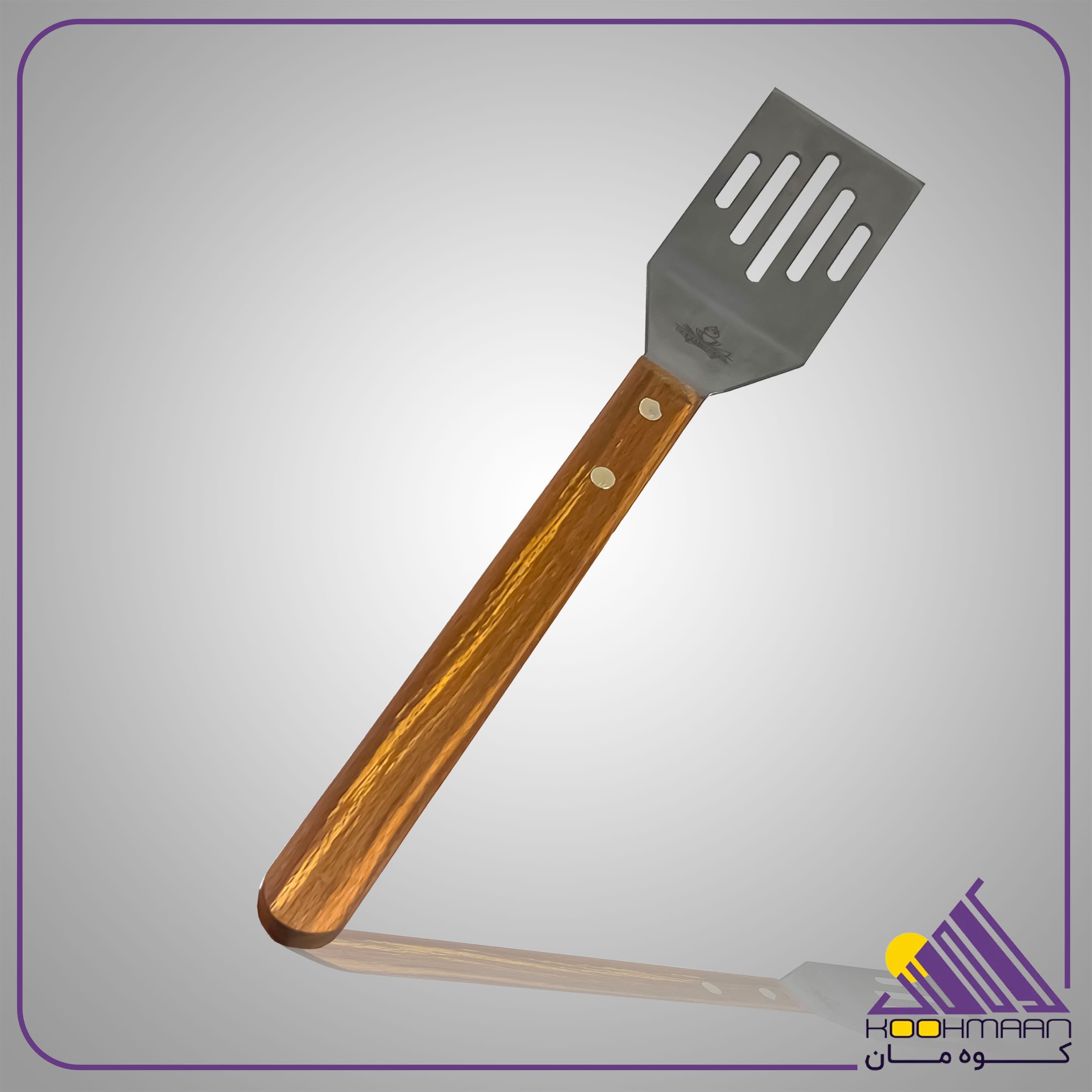 کفگیر استیل با دسته چوبی پارمیس کد 107 — تصویر ۳