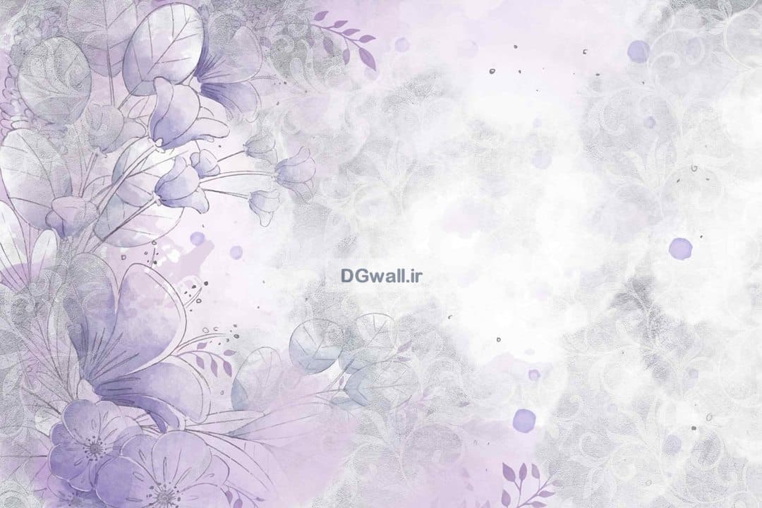 پوستر دیواری پتینه طرح گل و آبرنگ بنفش PA0191 — تصویر ۲