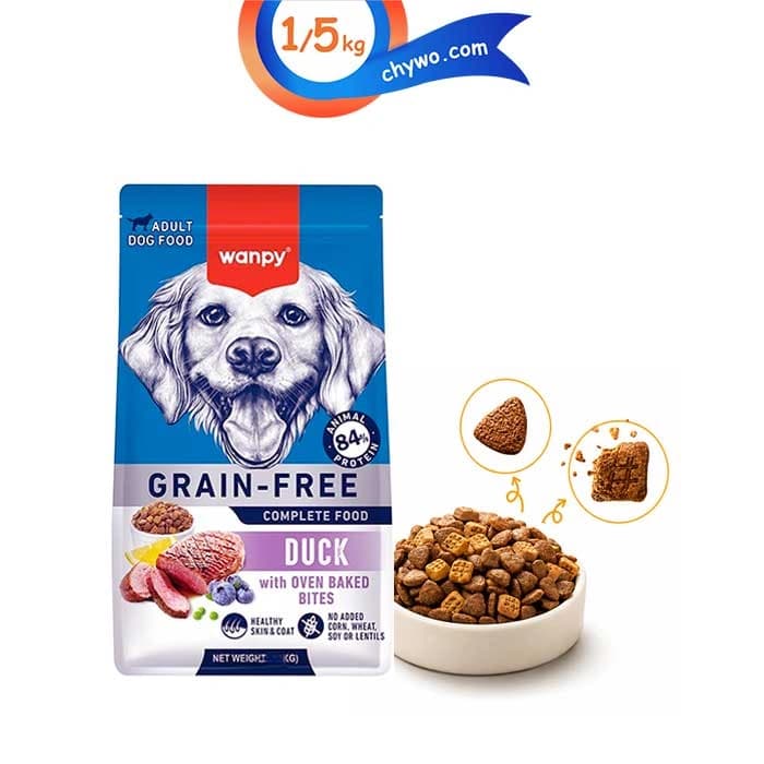 غذای خشک سگ بالغ ونپی طعم اردک حاوی دانه تشویقی وزن 1/5 کیلوگرم Wanpy Dog Food Duck