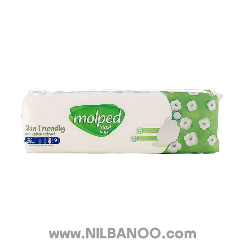 نوار بهداشتی بالدار ضخیم پنبه ای مولپد مدل Maxi Softسایز خیلی بزرگ