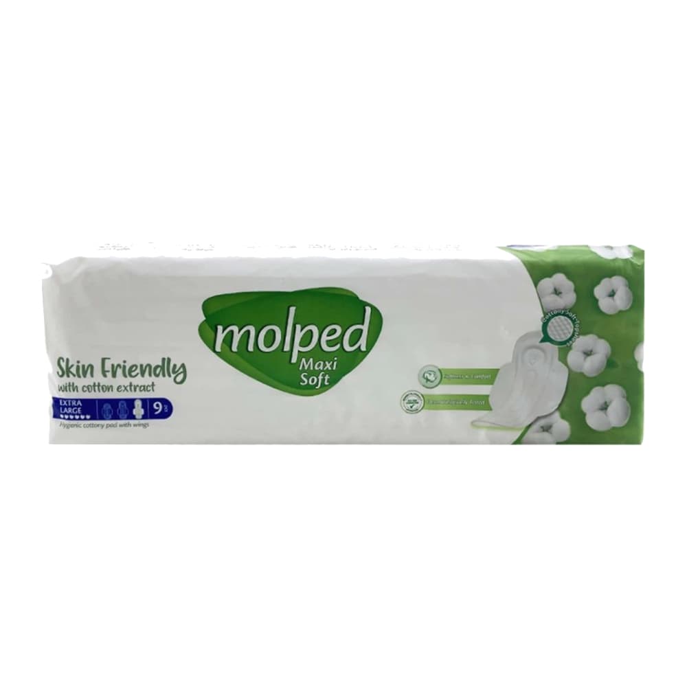 نوار بهداشتی بالدار ضخیم پنبه ای مولپد مدل Maxi Softسایز خیلی بزرگ — تصویر ۲