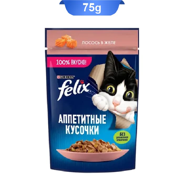 پوچ گربه فلیکس طعم سالمون در ژله وزن 75 گرم کد 103034 Felix Cat Pouch