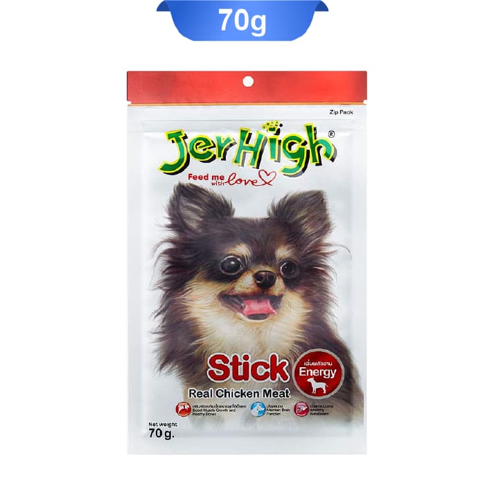 تشویقی سگ جرهای طعم مرغ و استیک وزن 70 گرم Jerhigh Stick