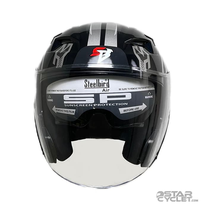 کلاه کاسکت بدون فک steelbird مدل black gray — تصویر ۴
