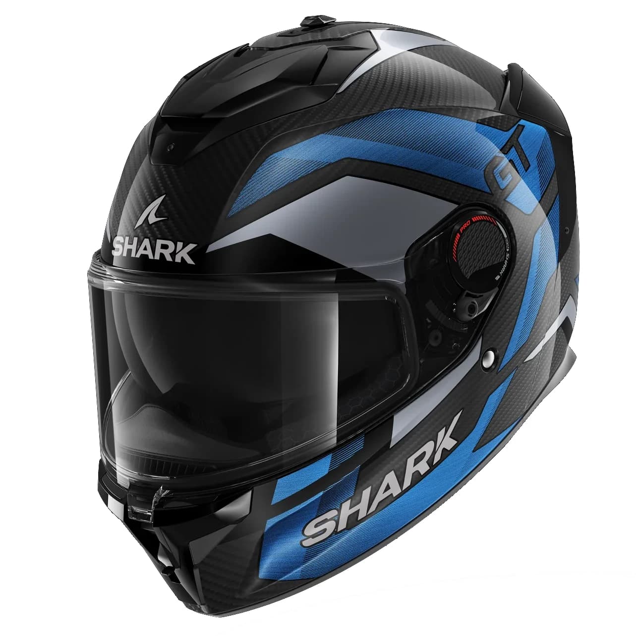 کلاه کاسکت فک ثابت شارک مدل SPARTAN GT PRO CARBON RITMO CARBON BLUE CHROME