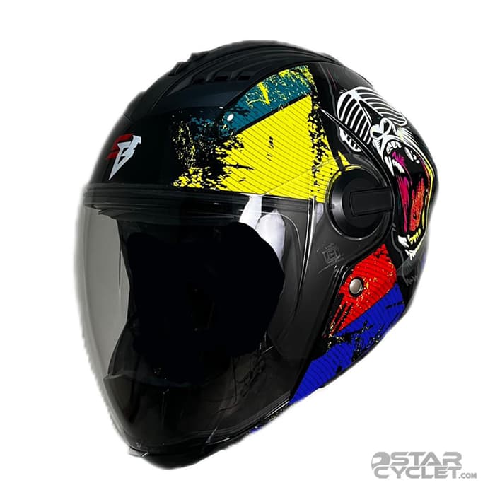 کلاه کاسکت فک ثابت استیل برد مدل SB2 black monkey