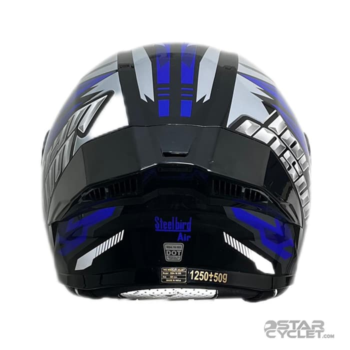 کلاه کاسکت بدون فک steelbird مدل black blue gray — تصویر ۳