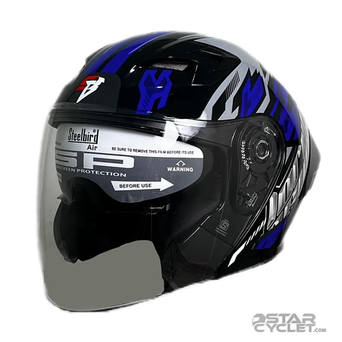 کلاه کاسکت بدون فک steelbird مدل black blue gray