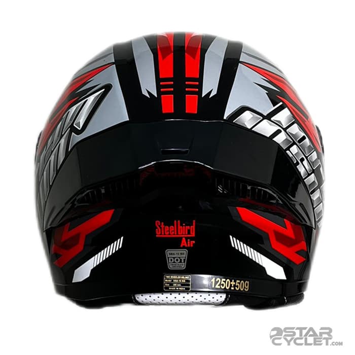 کلاه کاسکت بدون فک steelbird مدل black red gray — تصویر ۳