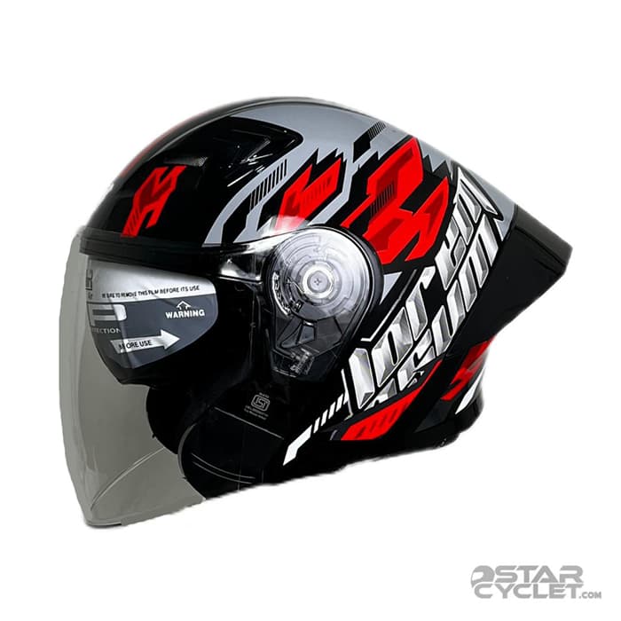 کلاه کاسکت بدون فک steelbird مدل black red gray — تصویر ۲