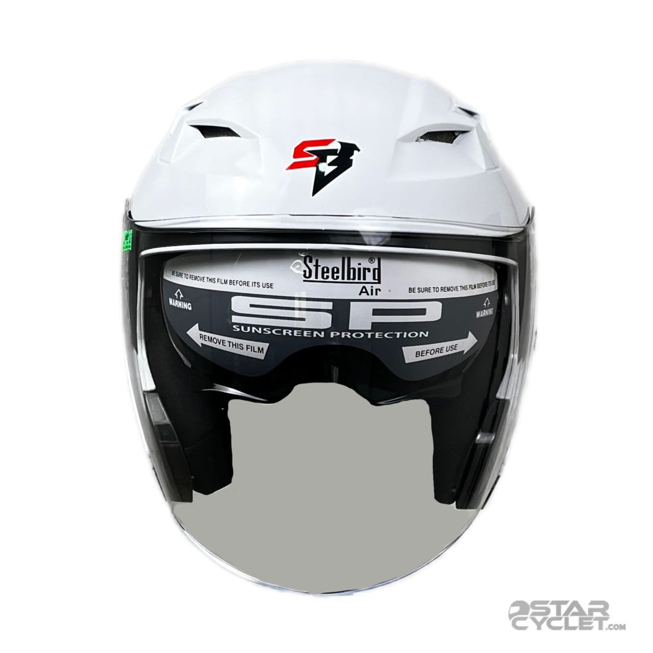 کلاه کاسکت بدون فک steelbird مدل glossy white — تصویر ۳