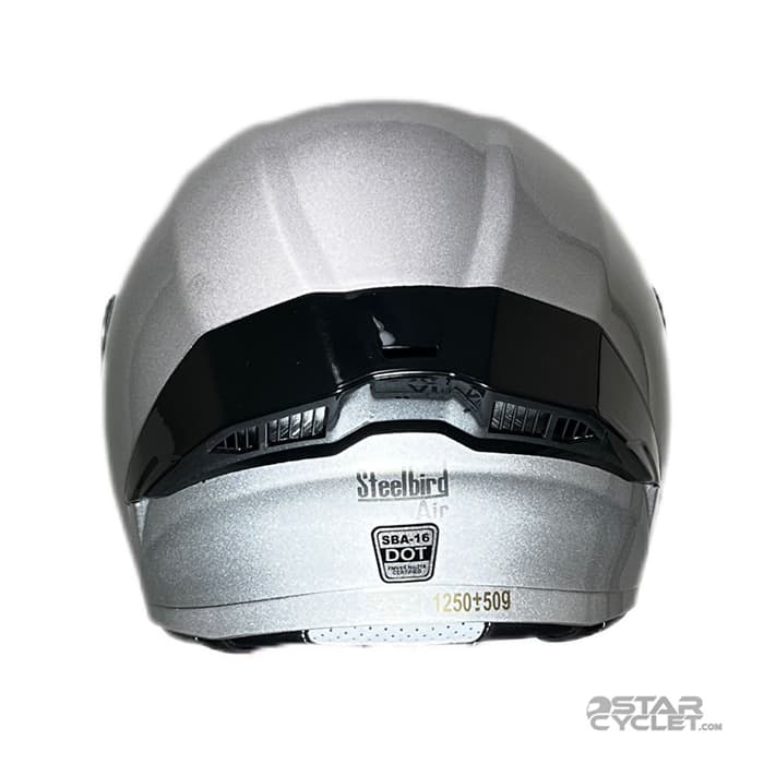 کلاه کاسکت بدون فک steelbird مدل glossy silver — تصویر ۳