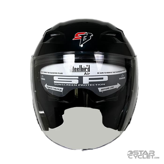 کلاه کاسکت بدون فک steelbird مدل glossy black — تصویر ۴
