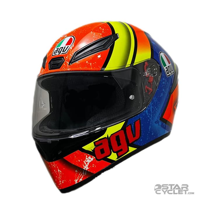 کلاه کاسکت فک ثابت ای جی وی مدل K1 ORANGE BLUE GREEN
