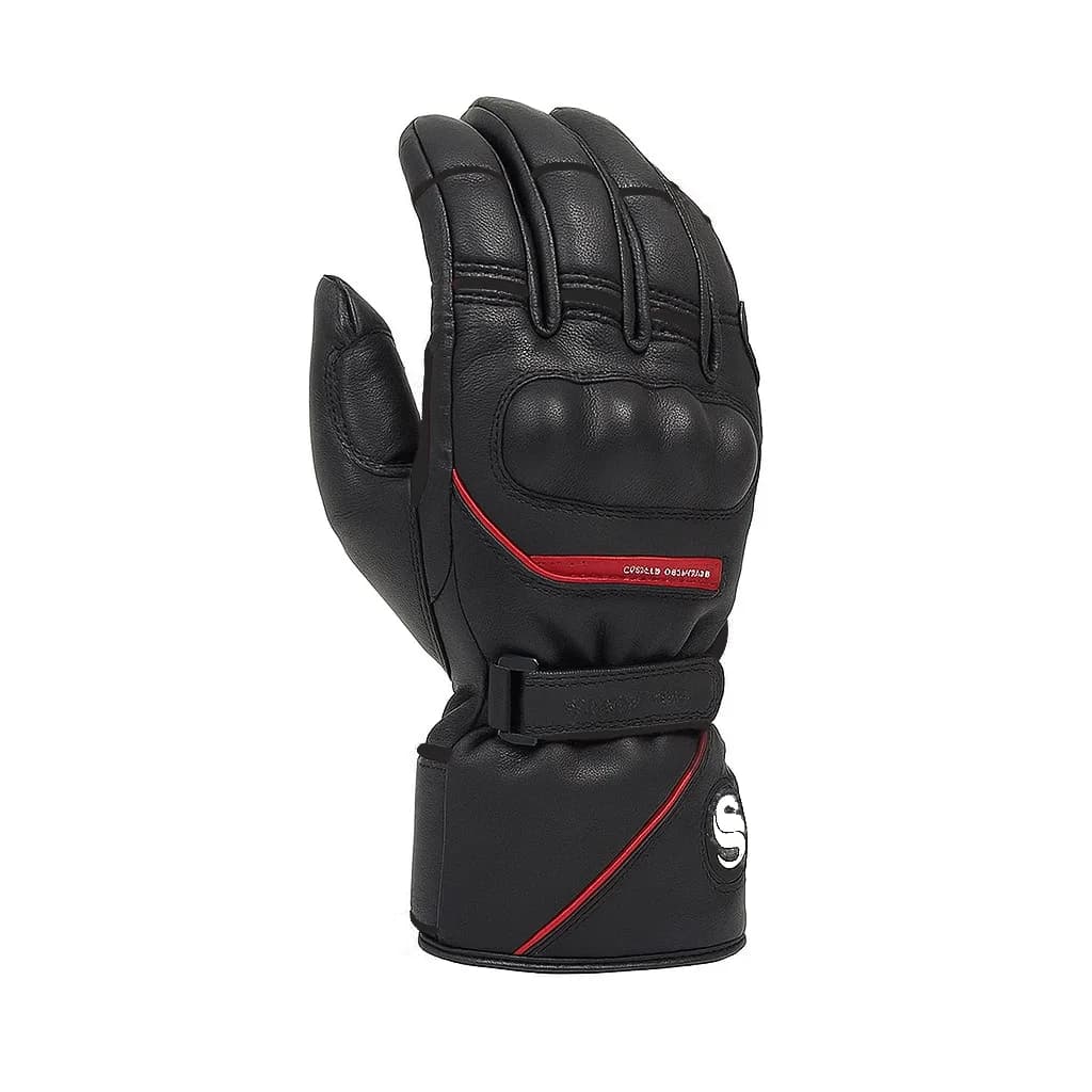 دستکش چرم زمستانی هیتردار استار مدل SKG 541 BLACK RED