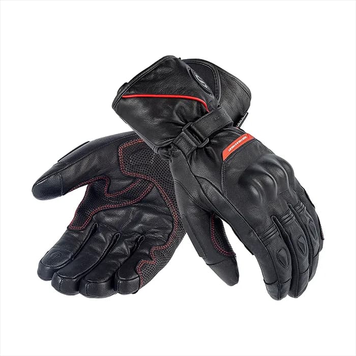 دستکش چرم زمستانی هیتردار استار مدل SKG 541 BLACK RED — تصویر ۲