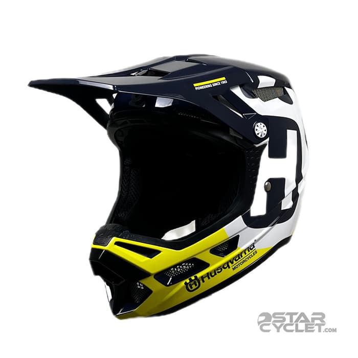 کلاه کاسکت کراسی HUSQVARNA مدل BLUE WHITE YELLOW