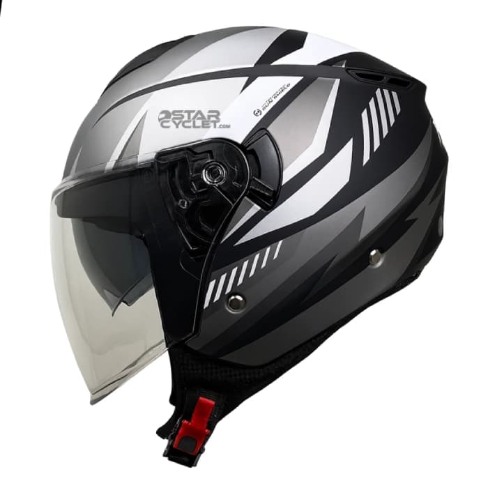 کلاه کاسکت بدون فک FLASH مدل 852 REVICE GRAY WHITE — تصویر ۲